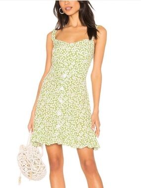 Faithfull the Brand Lou Lou Mini Dress Floral Green & White 2